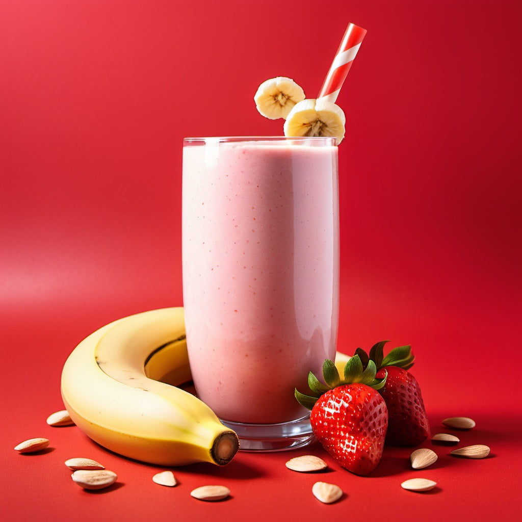 Strawberry & Banana High-Protein Smoothie with 24g Protein – Balanced Macros, Ideal for a Nutritious Snack or Light Meal
