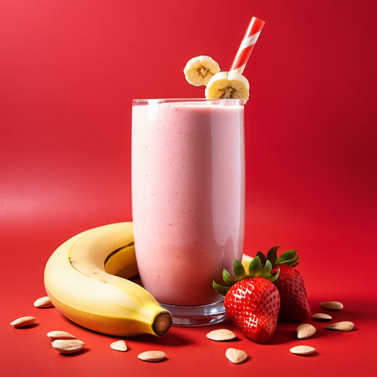 Strawberry & Banana High-Protein Smoothie with 24g Protein – Balanced Macros, Ideal for a Nutritious Snack or Light Meal